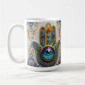 Goldfarbene Filigree Blaugrün, drittes Auge Hamsa Kaffeetasse (Links)