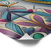 Goldfarbene Filigree Blaugrün, drittes Auge Hamsa Poster (Ecke)