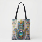 Goldfarbene Filigree Blaugrün, drittes Auge Hamsa Tasche (Vorderseite)