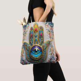 Goldfarbene Filigree Blaugrün, drittes Auge Hamsa Tasche