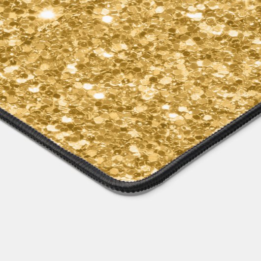 Goldfarbene Glitzer-Textur und Glitzern, Monogramm Schreibtischunterlage (Ecke)