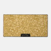 Goldfarbene Glitzer-Textur und Glitzern, Monogramm Schreibtischunterlage (Vorderseite)
