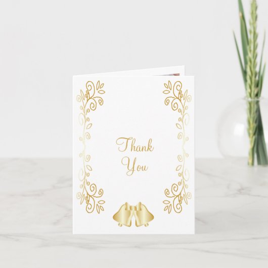 Goldfarbene Glocken-Design-Hochzeit Dankeskarte (Vorderseite)