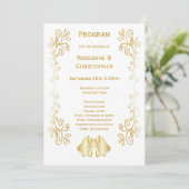Goldfarbene Glocken-Design-Hochzeit Programm (Stehend Vorderseite)