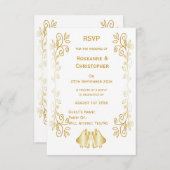 Goldfarbene Glocken-Design-Hochzeit RSVP Karte (Vorne/Hinten)