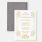 Goldfarbene Glocken-Design-Hochzeit speichern das  Magnet (Vorderseite/Rückseite)