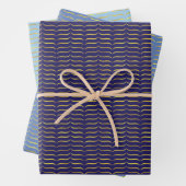 goldfarbene Halterungen und blauer Hintergrund Geschenkpapier Set (Beispiel)