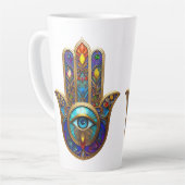 Goldfarbene Hamsa Türkis Saphir Drittes Auge  Milchtasse (Linke Ecke)