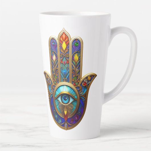 Goldfarbene Hamsa Türkis Saphir Drittes Auge  Milchtasse (Rechts)