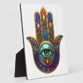 Goldfarbene Hamsa-Turquoise Saphir Drittes Auge  Fotoplatte (Seite)