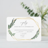 goldfarbene Hochzeit RSVP Karte (Stehend Vorderseite)