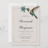 Goldfarbene Hochzeit von Kolibris in weichem Schat Einladung (Vorderseite)