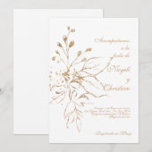 Goldfarbene Hochzeitseinladung Einladung (Vorne/Hinten)