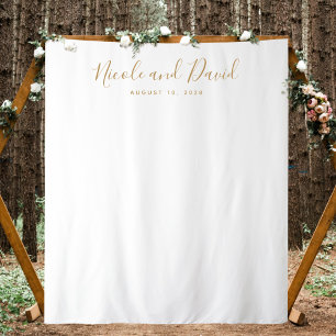 Goldfarbene Hochzeitsempfangsdeko Hintergrund Wandteppich