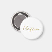 Goldfarbene Kalligrafie Elegant Schlichte Name Magnet (Vorderseite/Rückseite)