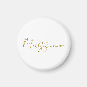 Goldfarbene Kalligrafie Elegant Schlichte Name Magnet