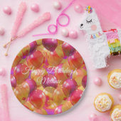 Goldfarbene Korallenblase zum Geburtstag Pappteller (Party)