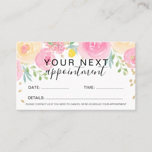 Goldfarbene, lockere, blumenfarbene Haarbildung Terminkarte (Vorderseite)