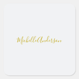 Goldfarbene moderne minimalistische Handschrift Na Quadratischer Aufkleber