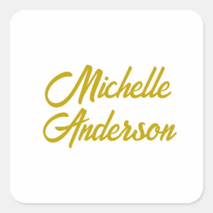 Goldfarbene moderne minimalistische Handschrift Na Quadratischer Aufkleber