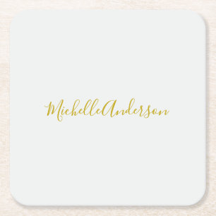 Goldfarbene moderne minimalistische Handschrift Na Rechteckiger Pappuntersetzer