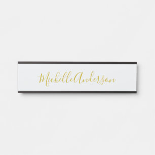 Goldfarbene moderne minimalistische Handschrift Na Türschild
