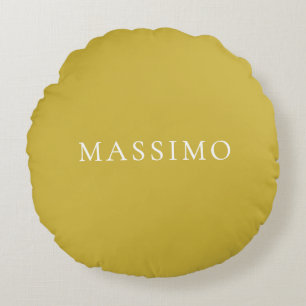 Goldfarbene moderne minimalistische Trend Ihr Name Rundes Kissen