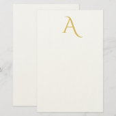 Goldfarbene Monogramm-Initialen Professionell Weiß Briefpapier (Vorne/Hinten)