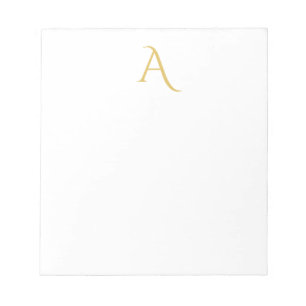Goldfarbene Monogramm-Initialen Professionell Weiß Notizblock