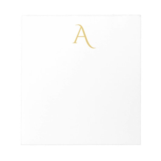 Goldfarbene Monogramm-Initialen Professionell Weiß Notizblock (Vorderseite)