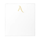 Goldfarbene Monogramm-Initialen Professionell Weiß Notizblock (Vorderseite)