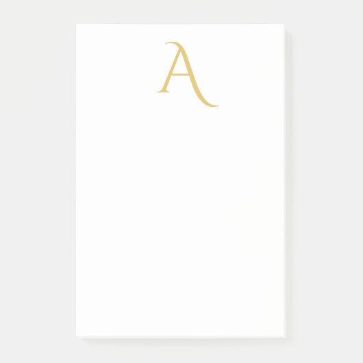 Goldfarbene Monogramm-Initialen Professionell Weiß Post-it Klebezettel (Vorderseite)