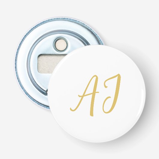 Goldfarbene Monogramm-Klassik-Profil-Initiale Flaschenöffner (Vorderseite)