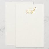Goldfarbene Monogramm-Klassische Anfangsbuchstaben Briefpapier (Vorne/Hinten)