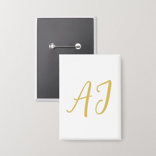 Goldfarbene Monogramm-Klassische Profi-Initiale Button (Vorderseite/Rückseite)