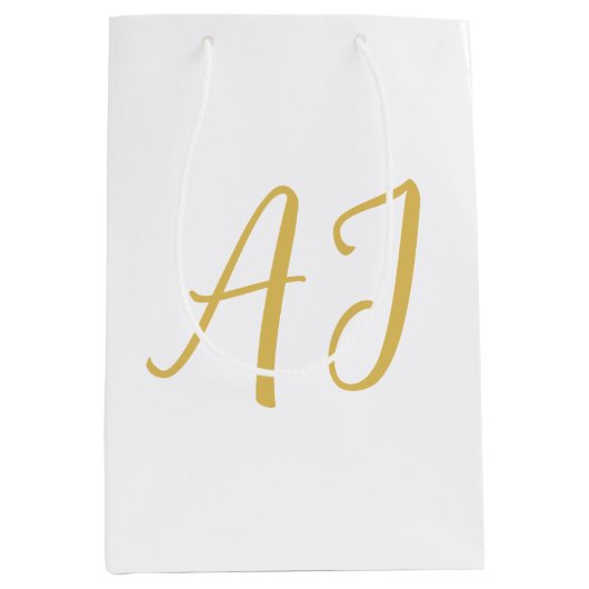 Goldfarbene Monogramm-Klassische Profi-Initiale Mittlere Geschenktüte (Vorderseite)