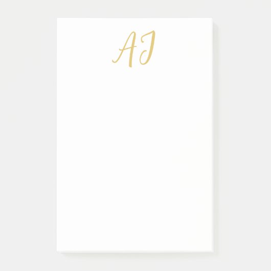 Goldfarbene Monogramm Professionelle Klassische In Post-it Klebezettel (Vorderseite)