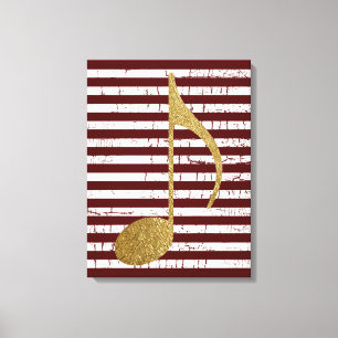 goldfarbene Musikalische Note mit Streifen Leinwanddruck