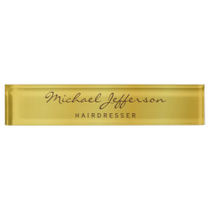 Goldfarbene professionelle Handschrift Schrift Namensplakette