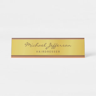 Goldfarbene professionelle Handschrift Schrift Schreibtischnamensplakette