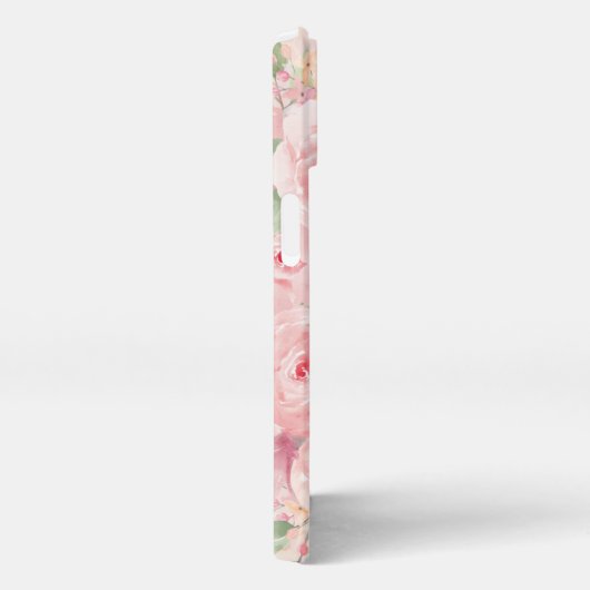 Goldfarbene Rosa Blütenrosa Monogramm iPhone Hülle (Rechte Seite)