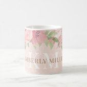 Goldfarbene Rosa Blütenrosa Monogramm Kaffeetasse (Mittel)