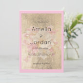 Goldfarbene Rosa Kirschblüte Blütenhochzeit Einladung (Stehend Vorderseite)