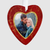 Goldfarbene Rotweinfoto Ornament (Vorderseite)