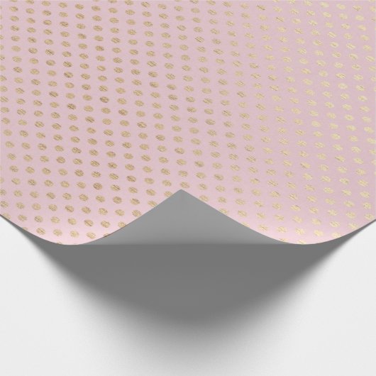 goldfarbene Schimmer-Punkte in rot-rosa Geschenkpapier (Ecke)