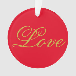 Goldfarbene Schrift Rot Liebe Hochzeit Kalligrafie Ornament