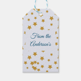 Goldfarbene Sternenoberflächen-Muster aus dem Name Geschenkanhänger