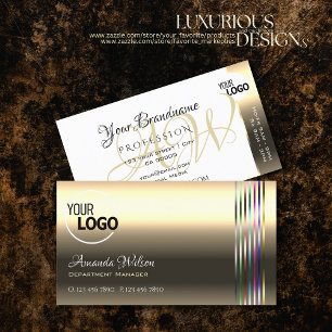 Goldfarbene Streifen Logo Monogram Openings Stunde Visitenkarte