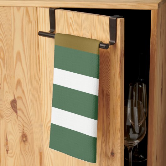 goldfarbene und weiße Streifen Geschirrtuch (Drittel gefaltet)