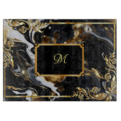 Goldfarbene Verzierte Rahmen-Marmor Dunkelblaue Ti Schneidebrett (Vorderseite)